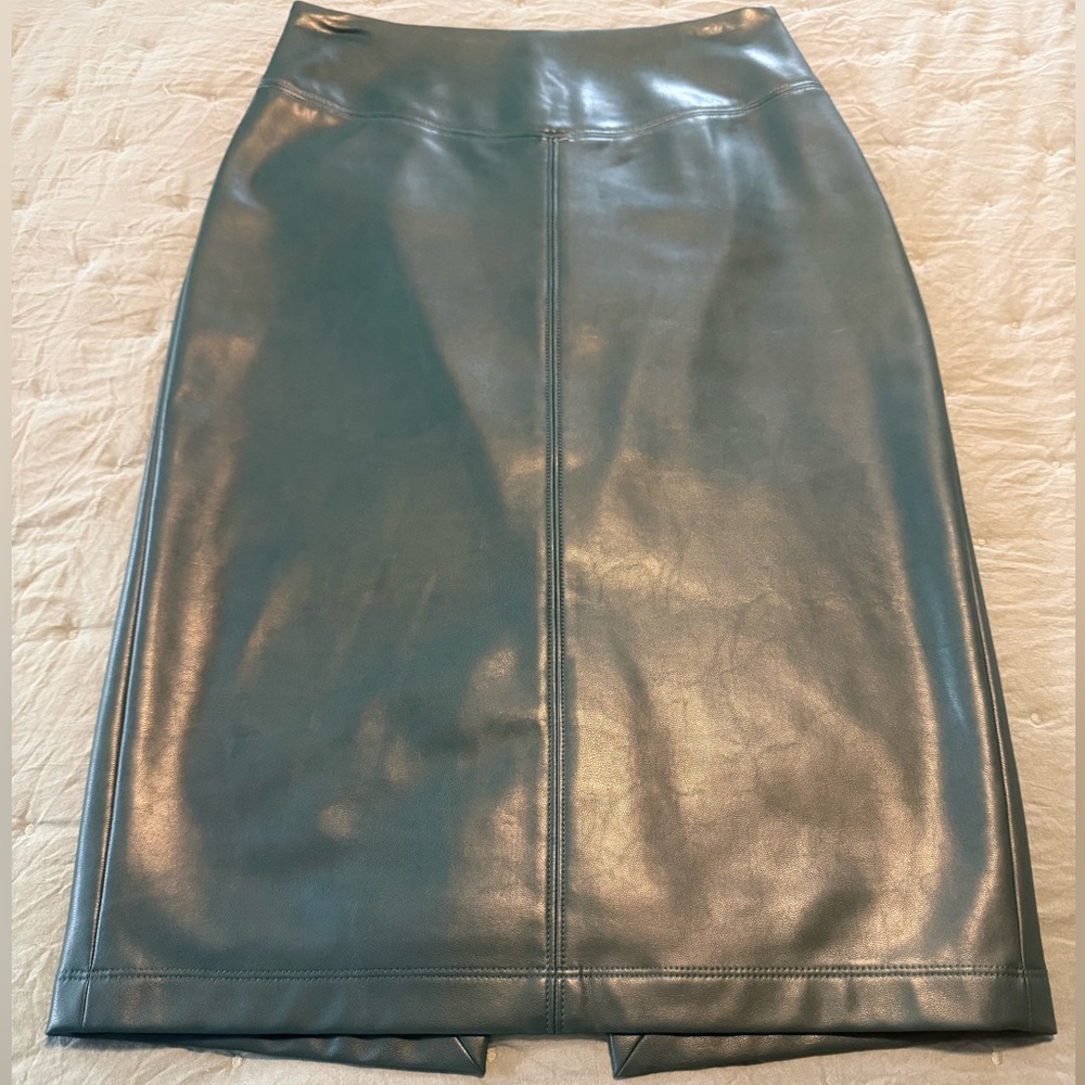 Express Faux Leather Green Pencil Skirt